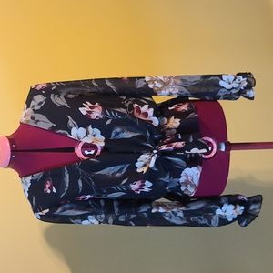 Guess black blouse top with waist tie